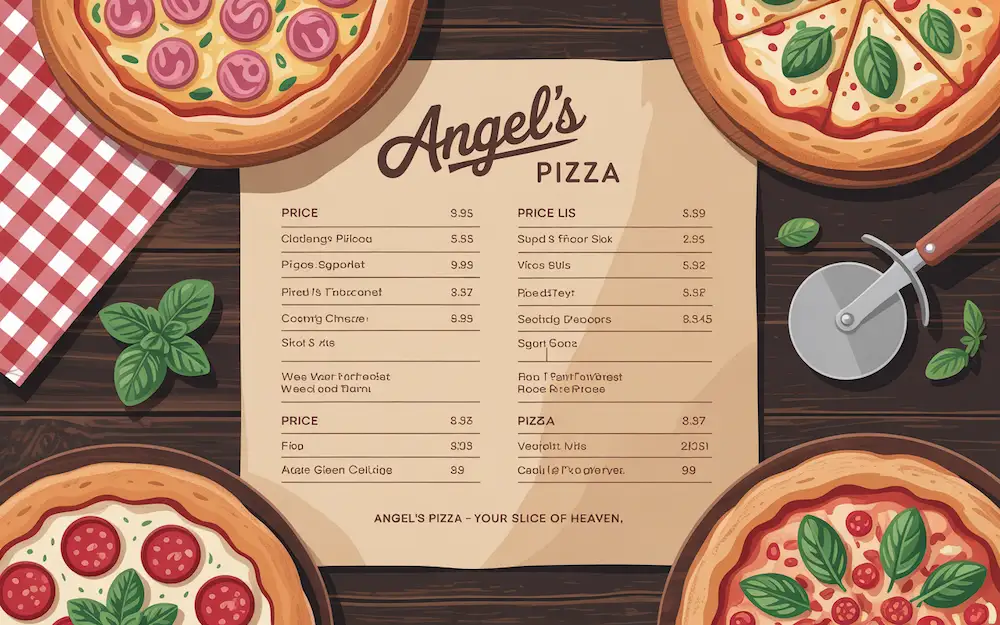 Angel’s Pizza Price List